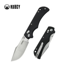 Kubey Iguana Folding Knife Black G10 Handle D2 Drop Point Plain