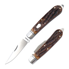 RoseCraft Appalachian Jack Dapper Folding Knife Brown Jigged Bone