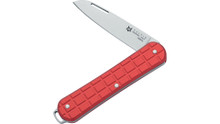 Fox Knives Vulpis Folding Knife Red Grenade Pattern Aluminum Handle N690 Plain Edge Polished Finish FX-VPGP130RD