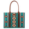 Wrangler Southwestern Pattern Dual Sided Print Canvas Wide Tote - Turquoise