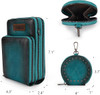 Wrangler Crossbody Cell Phone Purse 3 Zippered Compartment with Coin Pouch - Turquoise