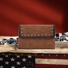 Wrangler Studded Accents Tri-fold Key-Chain Wallet - Coffee
