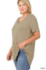 PLUS LUXE RAYON SHORT SLEEVE V-NECK HI-LOW HEM TOP