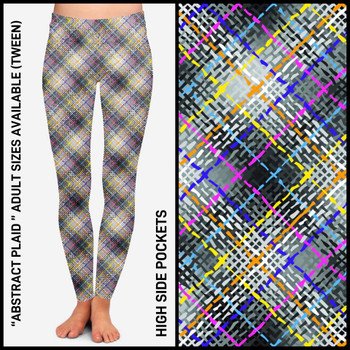 Abstract Plaid - Leggings with Pockets