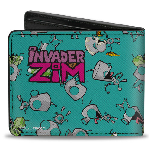 Invader Zim GIR Robot & Disguised Poses Scattered Blue - Bi-fold Wallet