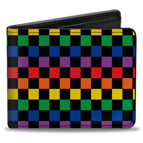 Checker Black/Rainbow Multicolor - Canvas Bi-Fold Wallet