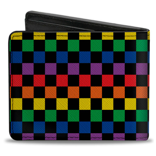 Checker Black/Rainbow Multicolor - Canvas Bi-Fold Wallet
