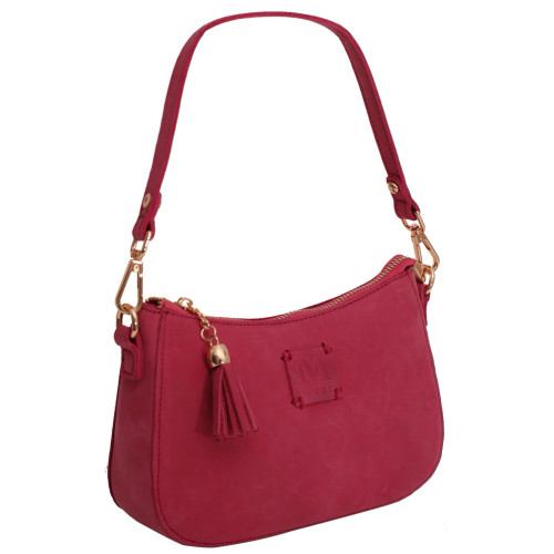 Montana West Genuine Leather Crossbody/Shoulder Bag - Hot Pink