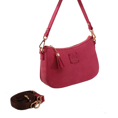 Montana West Genuine Leather Crossbody/Shoulder Bag - Hot Pink