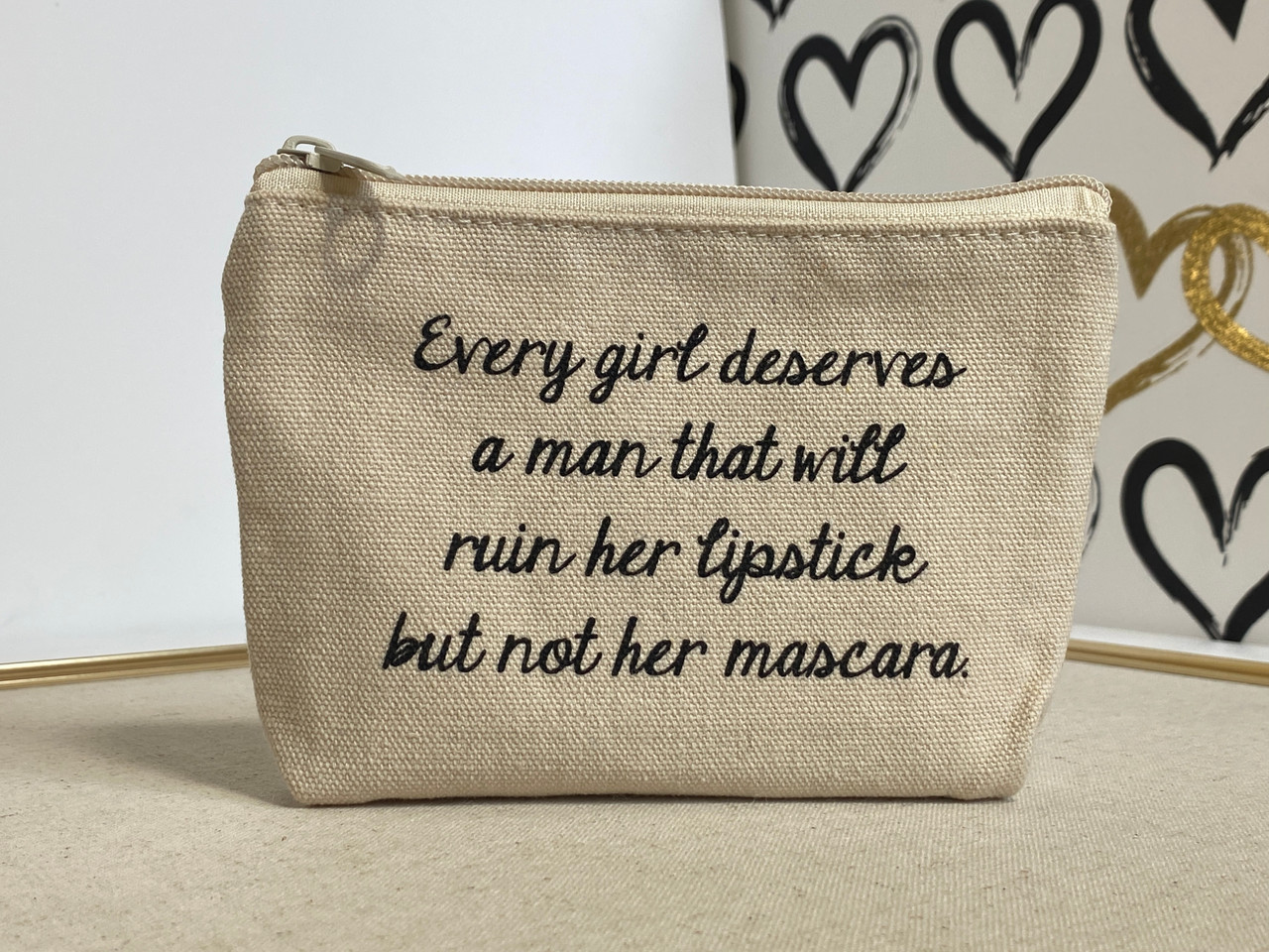  Jules Natural Canvas Cosmetic Bag With Zipper Closure I Believe  In Pink Audrey Hepburn Quote : Home & Kitchen