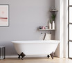 66 Inch Double Ended Cast Iron Clawfoot Tub without faucet holes & Oil Rubbed Bronze Feet - Vernon