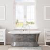 Scorched Platinum Finished 66 inch Cast Iron Pedestal Tub - Worth - With Freestanding 398684 Faucet in Brushed Nickel