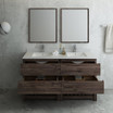 60" Floor Standing Double Sink Modern Bathroom Vanity w/ Open Bottom & Mirrors 03