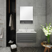 Fresca Lucera 30" Gray Wall Hung Undermount Sink Modern Bathroom Vanity w/ Medicine Cabinet 