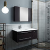 Fresca Lucera 36" Espresso Wall Hung Undermount Sink Modern Bathroom Vanity w/ Medicine Cabinet - Left Version 