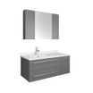 Fresca Lucera 36" Gray Wall Hung Undermount Sink Modern Bathroom Vanity w/ Medicine Cabinet - Left Version