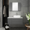 36" Gray Wall Hung Vessel Sink Vanity w/ Medicine Cabinet (Right Version) FVN6136GR-VSL-R 