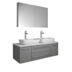 48" Gray Wall Hung Double Vessel Sink Vanity w/ Medicine Cabinet FVN6148GR-VSL-D 07