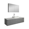 60" Gray Wall Hung Single Vessel Sink Vanity w/ Medicine Cabinet FVN6160GR-VSL 07