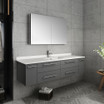 60" Gray Wall Hung Single Undermount Sink Vanity w/ Medicine Cabinet FVN6160GR-UNS 01