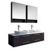 60" Espresso Wall Hung Double Vessel Sink Vanity w/ Medicine Cabinets FVN6160ES-VSL-D 07