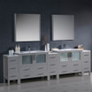 108" Gray Modern Double Sink Vanity w/ 3 Side Cabinets & Integrated Sinks FVN62-108GR-UNS 01