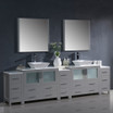 108" Gray Double Sink Vanity w/ 3 Side Cabinets & Vessel Sinks FVN62-108GR-VSL 01