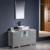 48" Gray Modern Bathroom Vanity w/ 2 Side Cabinets & Vessel Sink FVN62-122412GR-VSL 01