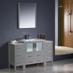 54" Gray Bathroom Vanity w/ 2 Side Cabinets & Integrated Sink FVN62-123012GR-UNS 01