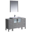 54" Gray Bathroom Vanity w/ 2 Side Cabinets & Integrated Sink FVN62-123012GR-UNS 05