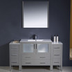 60" Gray Bathroom Vanity w/ 2 Side Cabinets & Integrated Sink FVN62-123612GR-UNS 02