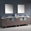 Gray Oak Dual Basin Sink 108 inch Vanity 3 Side Cabinets - FVN62-108GO-UNS 01