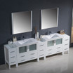 108 inch White Dual Cabinet Basin Vanity, 3 Side Cabinets - FVN62-108WH-UNS 02