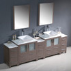 Gray Oak  Double Sink Vanity w/ 3 Side Cabinets - FVN62-96GO-VSL 01