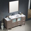 60 inch Gray Oak Singe Sink Vanity w/ 2 Side Cabinets  - FVN62-123612GO-UNS 65