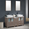 60" Gray Oak Modern Double Sink Bathroom Vanity 91