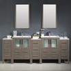 84 inch Gray Oak Two Basin Sink 3 Side Cabinets FVN62-72GO-UNS 03