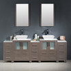 Gray Oak 84 inch Double Vessel Sink Vanity 3 Side Cabinets 06