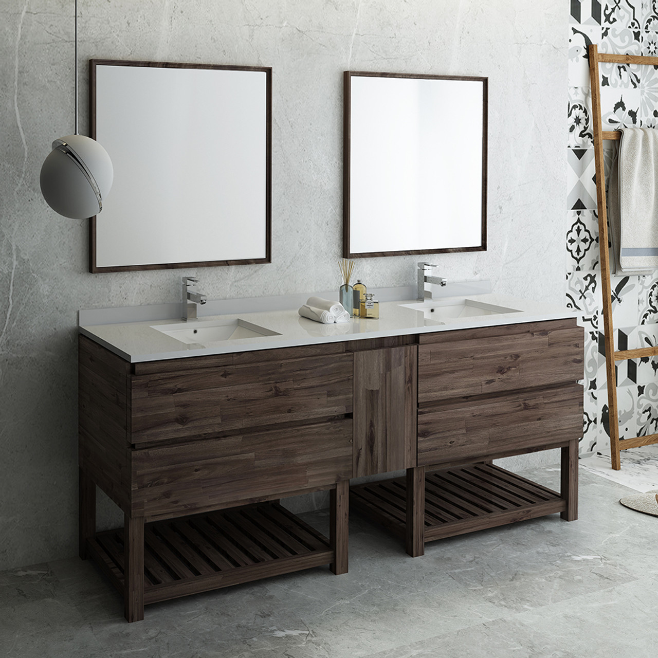 Roman Bathroom Ceramic Vanity With Double Sink Set At BathSelect