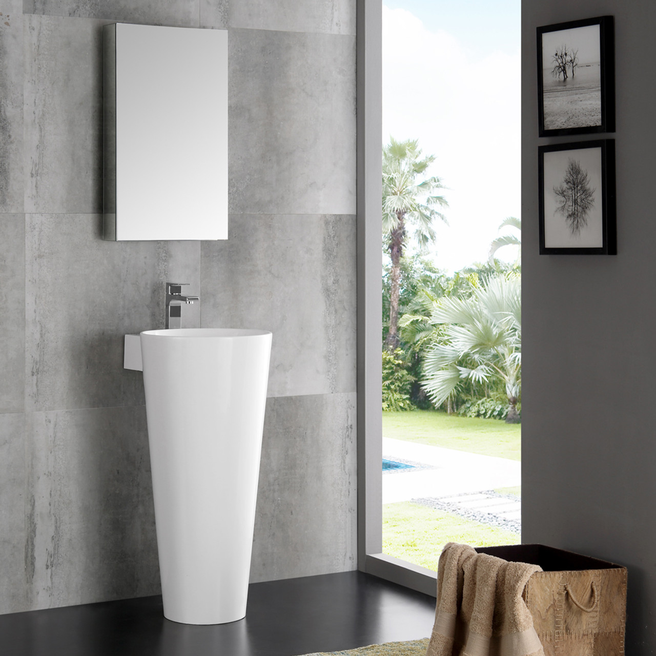 Fresca Parma FVN5023WH 24 Pedestal Sink w/ Medicine Cabinet - Modern  Bathroom Vanity Cabinet - White - Supreme Kitchen & Bath