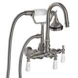 Brushed Nickel Gooseneck Faucet, Hand Shower, Bathroom Wall Mount TTC684BRW-2 02