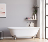 60” Double Ended Cast Iron Clawfoot Bathtub with No Faucet Holes & Chrome Feet - Franklin