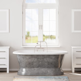 Scorched Platinum Finished 60 inch Cast Iron Pedestal Tub WITH Faucet Holes & 684D Deck Mounted Faucet In Brushed Nickel