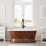 Copper Bronze Finished 60 inch Cast Iron Pedestal Tub With No Faucet Holes & 150 Freestanding Faucet In Oil Rubbed Bronze