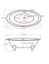 65" Extra Wide Double Ended Tub Schematic With No Faucet Holes 04