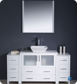 60" Bathroom Vanity in White w/ 2 Side Cabinets & Vessel Sink, Fresca "Torino" #1