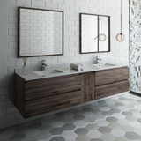 84" Wall Hung Double Sink Modern Bathroom Vanity w/ Mirrors 01