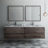 72" Wall Hung Double Sink Modern Bathroom Vanity w/ Mirrors FVN31-3636ACA 02