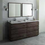 72" Floor Standing Double Sink Modern Bathroom Vanity w/ Mirrors FVN31-3636ACA-FC 01