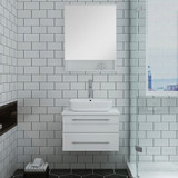 24" White Wall Hung Vessel Sink Vanity w/ Medicine Cabinet - FVN6124WH-VSL 02